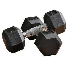 2 x 15lbs Hex Dumbbell Set of 2, Rubber Weights Exercise Fitness Dumbbell with Non-Slip Handles, Anti-roll, for Women or Men Home Gym Workout (Option: Black-294x234x109 mm)
