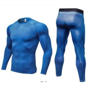 Men's Casual And Comfortable Compression Muscle Gym Shorts (Option: Blue-XL-Long)