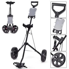 6lbs Lightweight Golf Push Cart - Steel Frame, Foldable Design, 9.5" Ball Bearing Wheels (Option: Defaulttitle)
