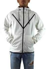 Weiv Men's Casual Full Zip Up Hoodie Sweatshirts (Color: White, size: S)