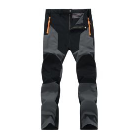 Outdoor Stretch Charging Men's Windproof Waterproof And Hard-wearing Breathable Quick-drying Pants (Option: Dark Gray-L)