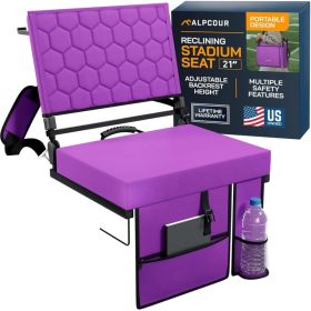Alpcour Folding Reclining Stadium Seat With Back Support For Bleachers (Option: Purple-21Wide)